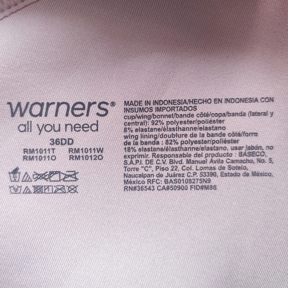 WARNERS All Over Smoothing Bliss Convertible Bra 36DD Mauve Pink - Picture 5 of 9